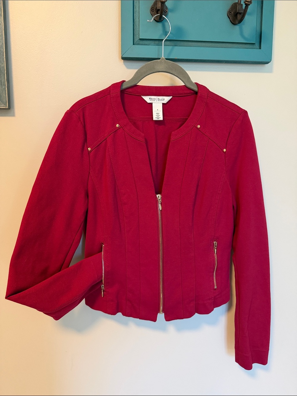 WHBM Red Zip-Front Jacket
